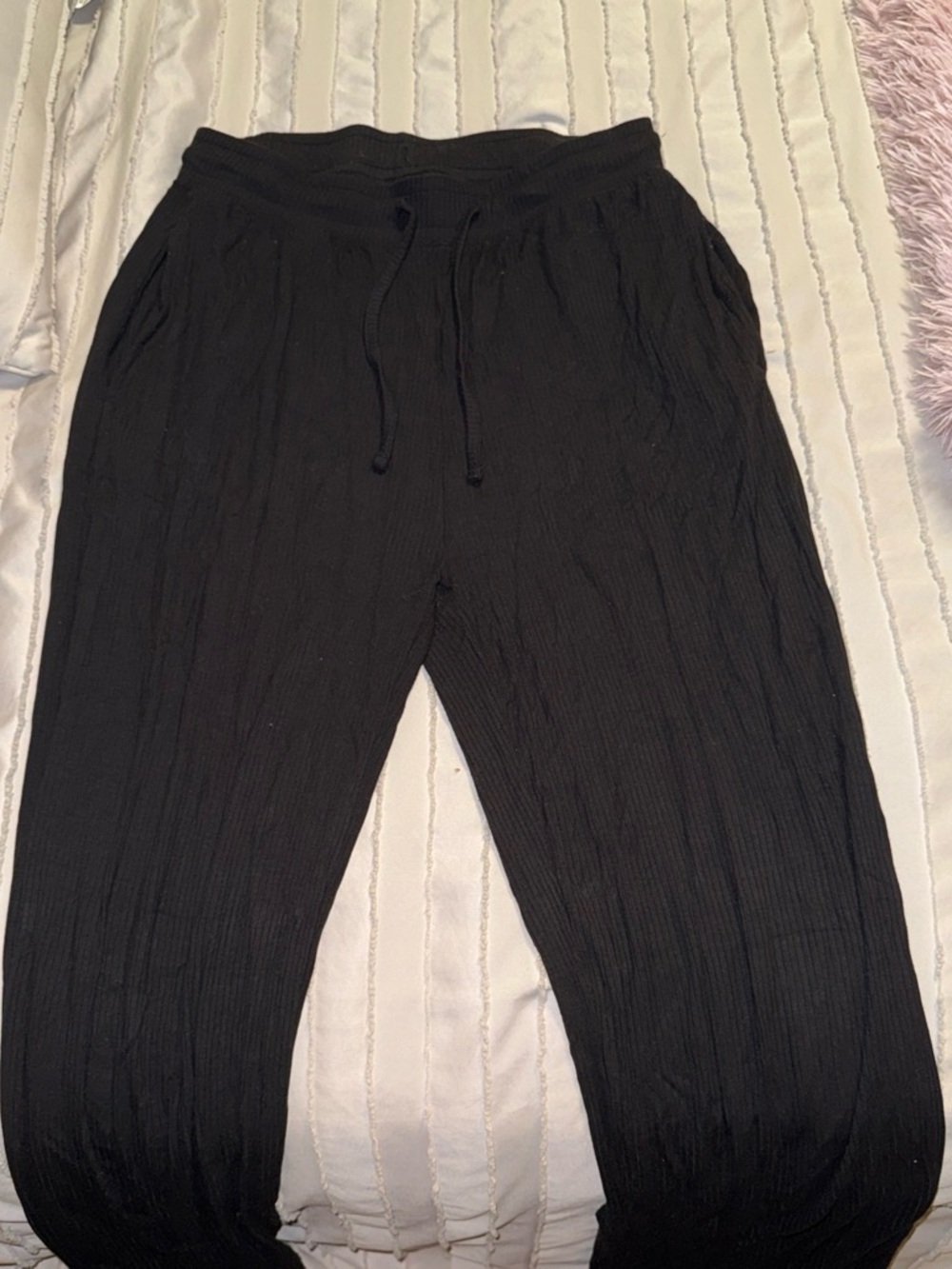Women's Black Boot-Cut Drawstring Pants
